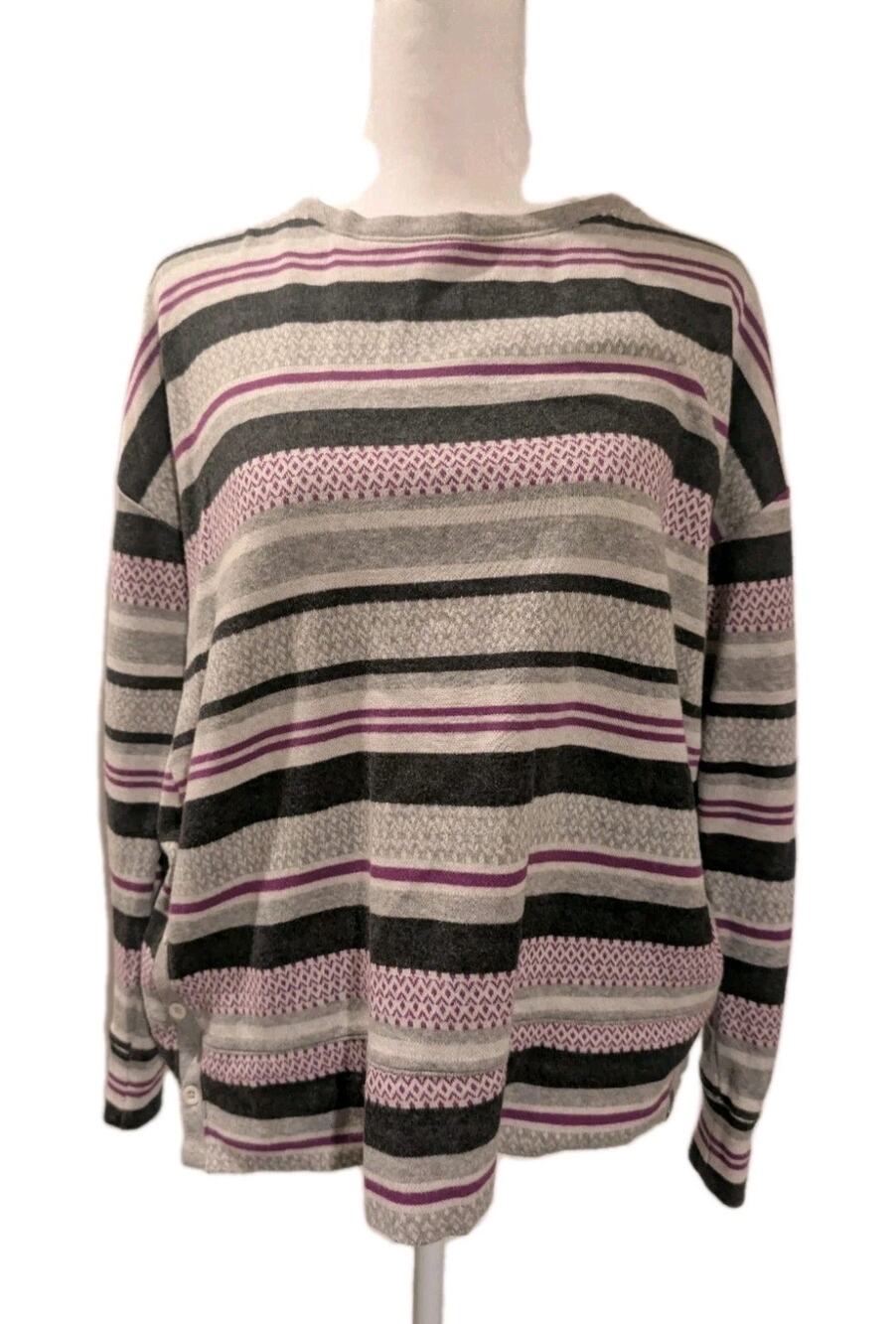 T by Talbots Top Womens Medium M Multicolor Stripe Knit Casual Sporty Shirt Tee